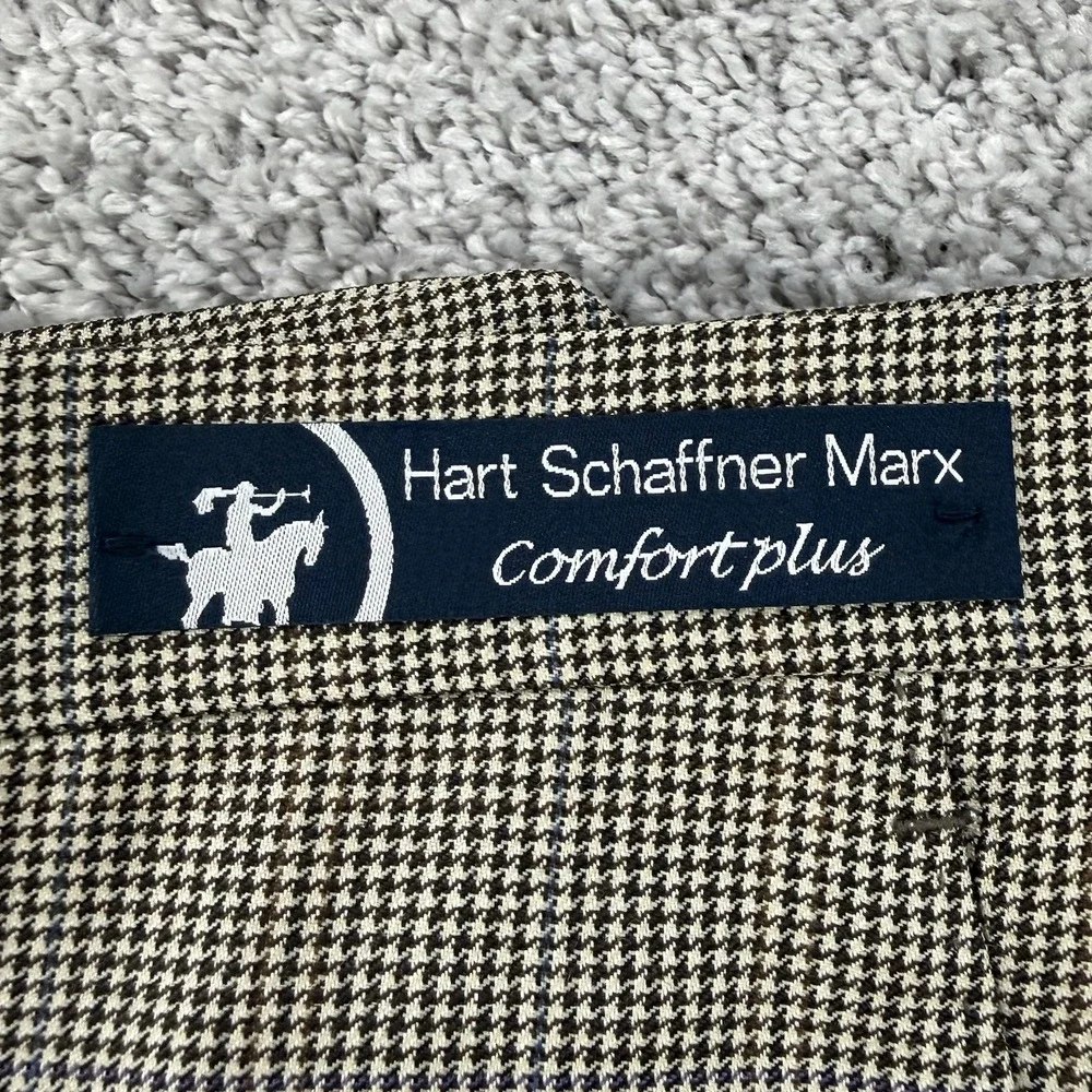 Hart Schaffner Marx Pants Men 38 NWT Comfort Plus 100% Worsted Wool Houndstooth